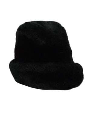 Vintage Mens Black Hat United Hatters Cap Millinery Workers Union Faux Fur
